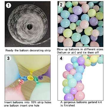 NORTHERN BROTHERS Pastel Rainbow Balloon Garland Kit