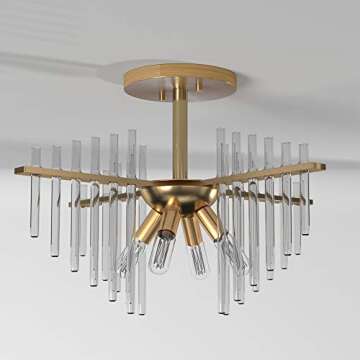 Designers Fountain 90411-BAB Reeve 4 Light Semi-Flush, Burnished Antique Brass, 13.75x17.00x17.00