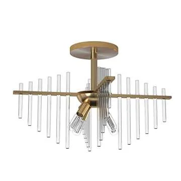 Designers Fountain 90411-BAB Reeve 4 Light Semi-Flush, Burnished Antique Brass, 13.75x17.00x17.00