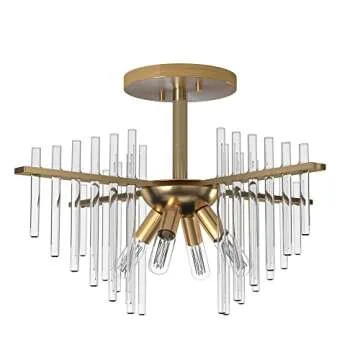 Designers Fountain 90411-BAB Reeve 4 Light Semi-Flush, Burnished Antique Brass, 13.75x17.00x17.00