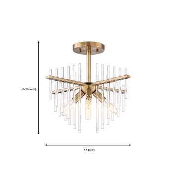 Designers Fountain 90411-BAB Reeve 4 Light Semi-Flush, Burnished Antique Brass, 13.75x17.00x17.00