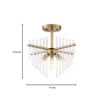 Designers Fountain 90411-BAB Reeve 4 Light Semi-Flush, Burnished Antique Brass, 13.75x17.00x17.00