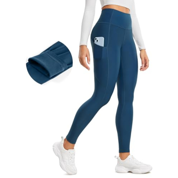 CRZ YOGA Thermal Fleece Lined Leggings for Women - Warm High Waisted Hiking Pants with Pockets