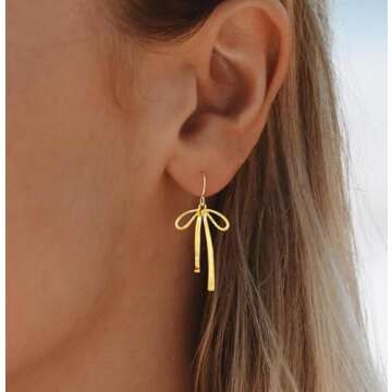 Trendy Gold Bow Earrings for Women - JOBICY