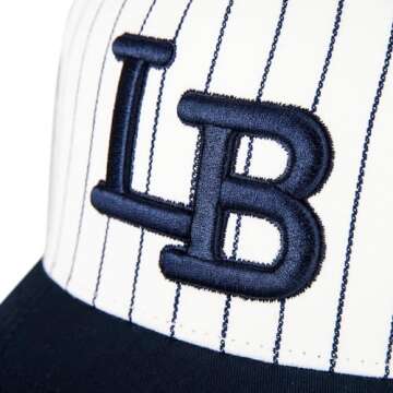 Lucky Brand Cotton Baseball Cap with Adjustable Straps for Men and Women (One Size Fits Most), Embroidered LB Logo-Pin Stripe
