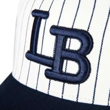 Lucky Brand Cotton Baseball Cap with Adjustable Straps for Men and Women (One Size Fits Most), Embroidered LB Logo-Pin Stripe