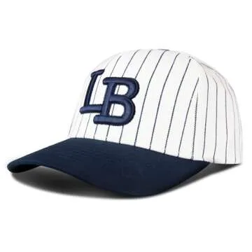Lucky Brand Cotton Baseball Cap with Adjustable Straps for Men and Women (One Size Fits Most), Embroidered LB Logo-Pin Stripe