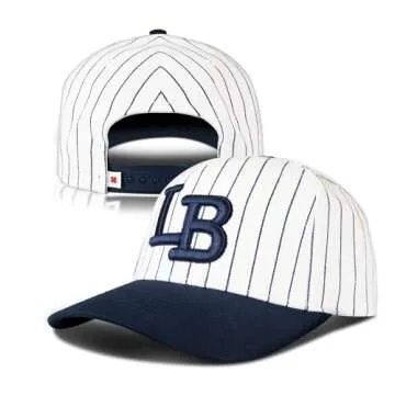 Lucky Brand Cotton Baseball Cap with Adjustable Straps for Men and Women (One Size Fits Most), Embroidered LB Logo-Pin Stripe
