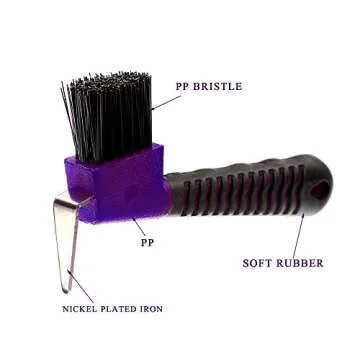 BOTH WINNERS Horse Hoof Pick Brush with Soft Touch Handle (Purple)