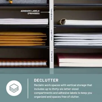 Safco Literature Organizer, 24 Compartments, Office and Classroom Mailbox with Adjustable Shelves, Wood Paper and Mail Sorter, Modern Gray