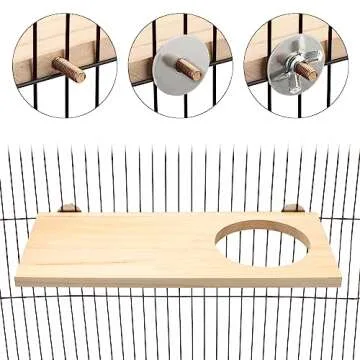 Wontee Bird Perch Stand Wooden Platform for Cockatiels Conures Rats Gerbils Chinchillas Squirrels (M1- with Hole)