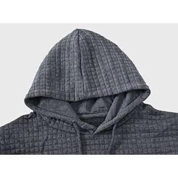 Yundobop Men's Pullover Hoodies Plaid Jacquard Long Sleeve Drawstring Hipster Casual Hooded Sweatshirts with Kanga Pockets Grey M