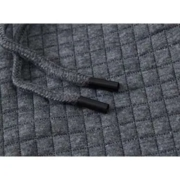 Yundobop Men's Pullover Hoodies Plaid Jacquard Long Sleeve Drawstring Hipster Casual Hooded Sweatshirts with Kanga Pockets Grey M