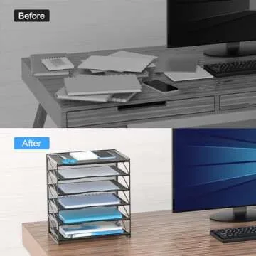 OUTWOLF 6 Tier Paper Organizer for Desk Efficiency