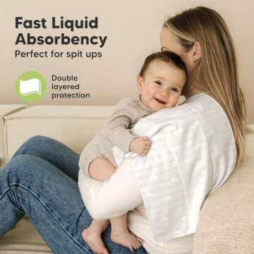 Organic Burp Cloths Baby Girl, Boy - 6-Pack Large Baby Burp Cloths, Super Absorbent Burping Cloths f...