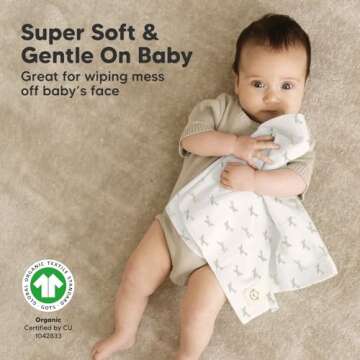 Organic Burp Cloths Baby Girl, Boy - 6-Pack Large Baby Burp Cloths, Super Absorbent Burping Cloths for Babies, Soft & Plush Cotton Burp Cloth, Spit Up Burp Rags, Newborn Burp Clothes (Vessels)