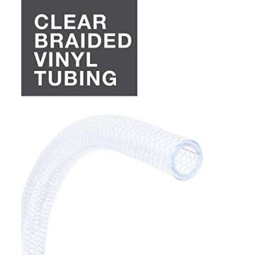 LDR Industries 516 B1210 Clear Braided Nylon Poly Tubing Flexible Non-Toxic, Diameter x 10ft, Finish...