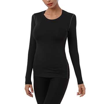 NELEUS Women's 3 Pack Dry Fit Athletic Compression Long Sleeve T Shirt,8019,Black/Grey/Rosy Brown,US S,EU M