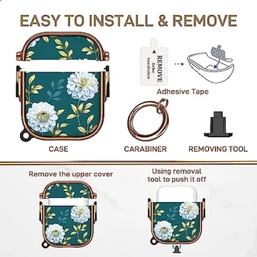 Maxjoy Floral AirPods Case Cover with Lock Clip 1st 2nd