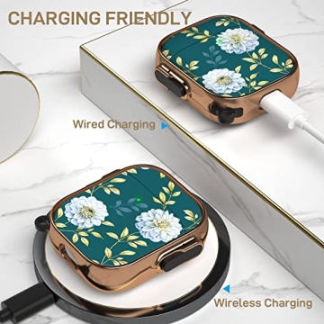 Maxjoy Floral AirPods Case Cover with Lock Clip 1st 2nd