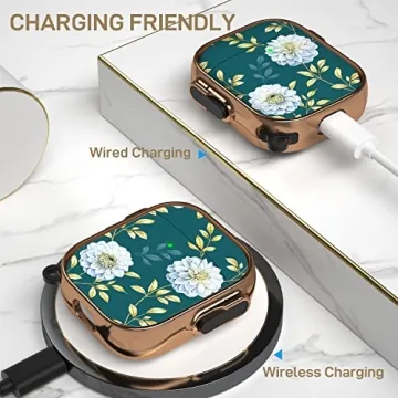 Maxjoy Floral AirPods Case Cover with Lock Clip 1st 2nd