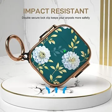 Maxjoy Floral AirPods Case Cover with Lock Clip 1st 2nd
