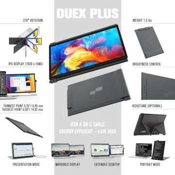 Portable Dual Monitor for Laptops - Duex Plus 13.3" Screen