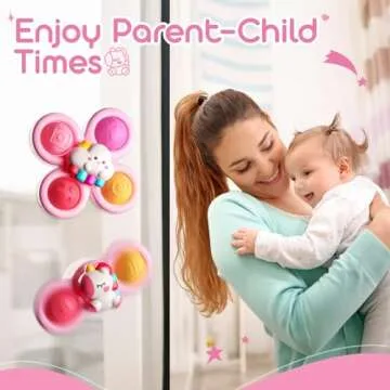 ALASOU 3PCS Pop Suction Cup Spinner Toys for 1 Year Old Boy Girl|Novelty Spinning Tops Toddler Toys Age 1-2|Sensory Baby Bath Toys for Toddlers 1-3|12 18 Months Boy Birthday Gift for Infant