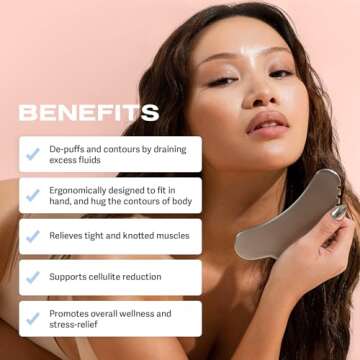 Sacheu Stainless Steel Body Gua Sha - Muscle Scraper, Fascia, Scar Tissue, Body Sculpting, Scraper Tool for Massage and Lymphatic Drainage, Deep Tissue Muscle Scraping