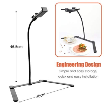 Ajustable Tripod with Cellphone Holder, Overhead Phone Mount, Table Top Teaching Online Stand for Live Streaming and Online Video and Food Crafting Demo Drawing Sketching Recording