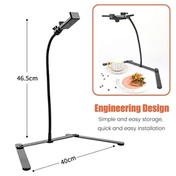 Ajustable Tripod with Cellphone Holder, Overhead Phone Mount, Table Top Teaching Online Stand for Live Streaming and Online Video and Food Crafting Demo Drawing Sketching Recording
