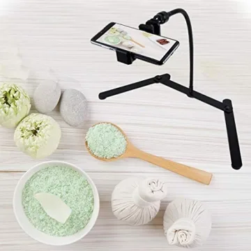 Ajustable Tripod with Cellphone Holder, Overhead Phone Mount, Table Top Teaching Online Stand for Live Streaming and Online Video and Food Crafting Demo Drawing Sketching Recording