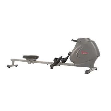 Sunny Health & Fitness Compact Folding Magnetic Rowing Machine with LCD Monitor, Bottle Holder, 43 I...