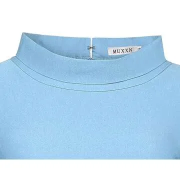 MUXXN Women's 1950s Vintage 3/4 Sleeve Elegant Collar Cocktail Evening Dress (Medium, Airy Blue)