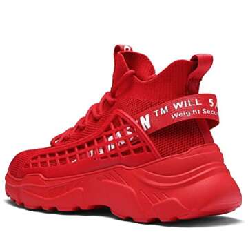 XIDISO Walking Shoes for Men Fashion Sneakers Athletic Sport Running Casual Tennis Shoe Red