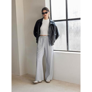 CIDER Women’s High Waisted Wide Leg Sweatpants with Pockets