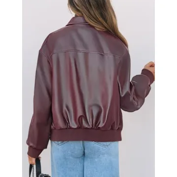 Stylish MEROKEETY Women's Oversized Faux Leather Jacket