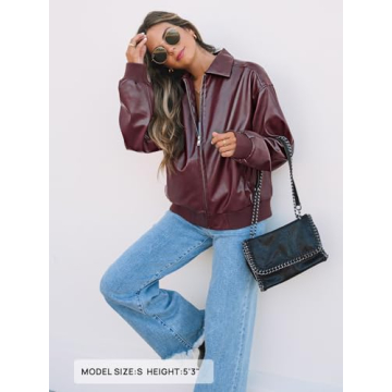 Stylish MEROKEETY Women's Oversized Faux Leather Jacket