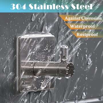 Jekoo Adhesive Hooks, Hooks for Hanging Wall Hanger Towel Hooks Heavy Duty Ideal for Bathroom Shower Kitchen Home Door Closet Cabinet Stainless Steel - 4Packs