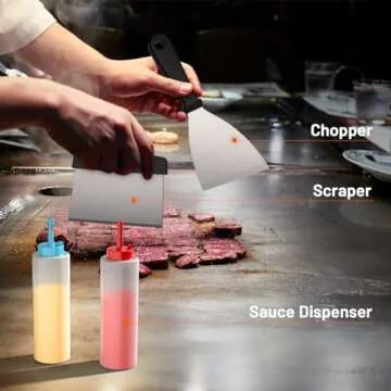 Blackstone Griddle Accessories Kit,14pcs Flat Top Grill Accessories Set for Blackstone and Camp Chef, Enlarged Spatulas, Basting Cover, Scraper, Tongs, Grill Spatula Kit for Outdoor BBQ