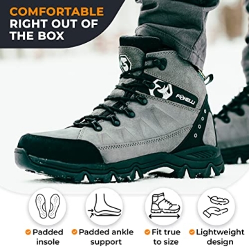 Foxelli Men’s Waterproof Hiking Boots for Ultimate Comfort