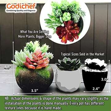Potted Artificial Succulent Plants - Realistic Fake Plant in Cute Mini Pot with Mosses, Fake Succulent Plants in Pots for Home Décor, Indoor Faux Succulent Plants for Office, Desk & Room Decor