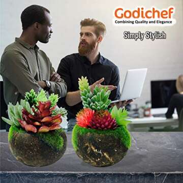 Potted Artificial Succulent Plants - Realistic Fake Plant in Cute Mini Pot with Mosses, Fake Succulent Plants in Pots for Home Décor, Indoor Faux Succulent Plants for Office, Desk & Room Decor