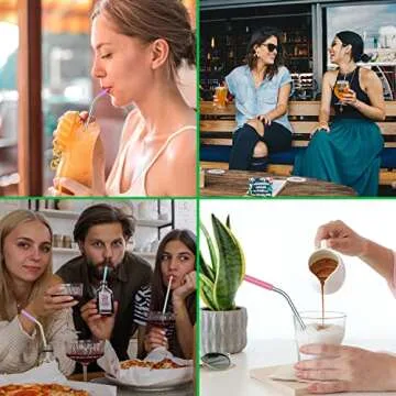 Reusable Stainless Steel Straws Set with Silicone Tips