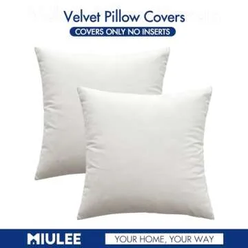 MIULEE Pack of 2 Velvet Soft Solid Decorative Square Throw Pillow Covers Set Christmas Cushion Case for Spring Couch Sofa Bedroom Car 18x18 Inch 45x45 cm