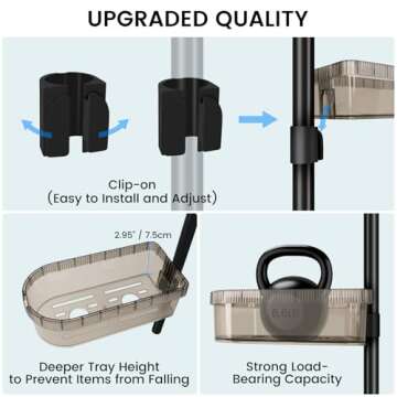 Floyzoy Shower Caddy Corner Shower Organizer, Bathtub Organizer 4 Baskets Rustproof Shower Shelves Bathroom Shower Rack Adjustable Bath Shelves for Essentials, 30 to 75 Inch