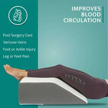 Kölbs Bed Wedge Leg Pillow for Elevation Chic Jacquard Cover, Knee, Ankle Bolster Body Positioner Post Surgery