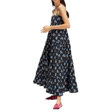 Women Y2k Boho Maxi Dress Vintage Floral Tie Shoulder Strap Sleeveless A Line Long Dress Summer Beac...