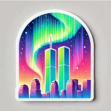Twin Towers with Colorful Fireworks - 9/11 Memorial Bumper Sticker Decal