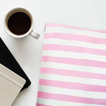 Pack It Chic - 10X13 (100 Pack) Pink Watercolor Stripes Poly Mailer Envelope Plastic Custom Mailing & Shipping Bags - Self Seal
